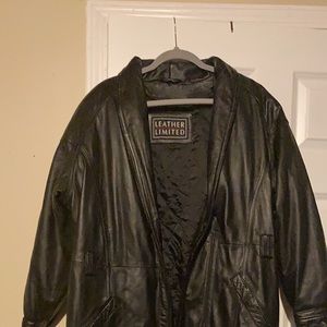 Black long leather coat